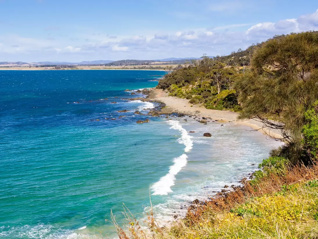 Mayfield Bay Coastal Reserve south of Swansea, Rocky Hills, Tasmania, Australia.