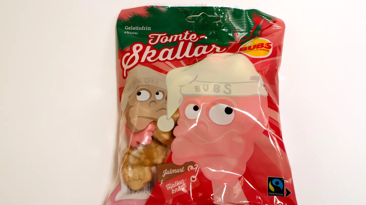 Stockholm, Sweden. December 08, 2020. Close up on a package of Swedish candy called tomteskallar. Taste great. Isolated on a white background., License Type: media, Download Time: 2024-10-21T18:40:01.000Z, User: alimuff, Editorial: true, purchase_order: 56500 - T&R or Kids, job: Lonely Planet Kids, client: Snacks Around the World, other: Alison O'Brien Muff