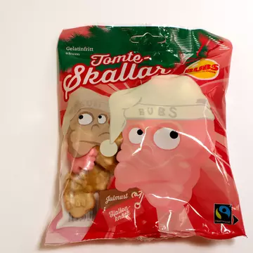 Stockholm, Sweden. December 08, 2020. Close up on a package of Swedish candy called tomteskallar. Taste great. Isolated on a white background., License Type: media, Download Time: 2024-10-21T18:40:01.000Z, User: alimuff, Editorial: true, purchase_order: 56500 - T&R or Kids, job: Lonely Planet Kids, client: Snacks Around the World, other: Alison O'Brien Muff