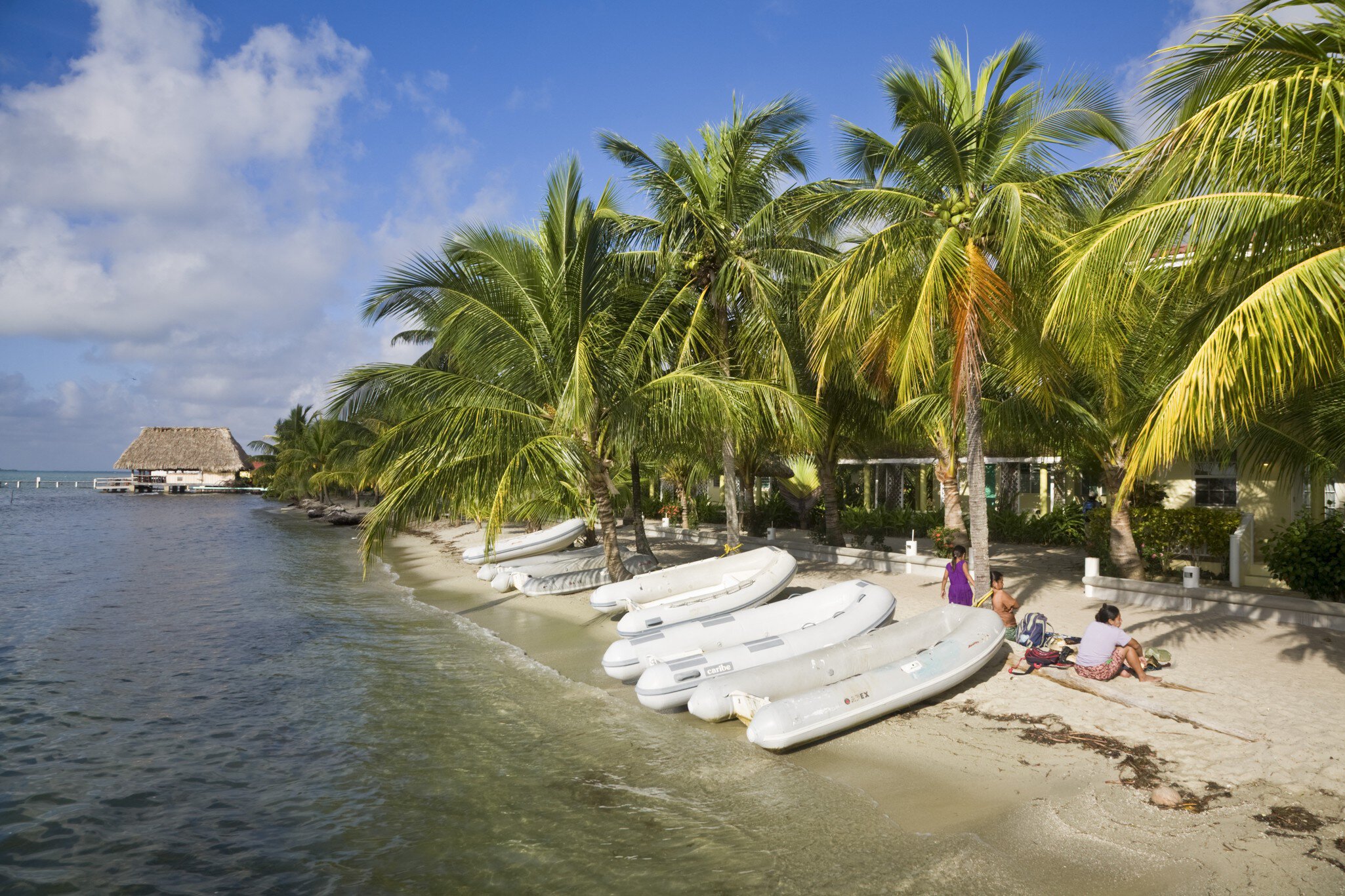 Belize, Placencia, The Moorings dingies on beach