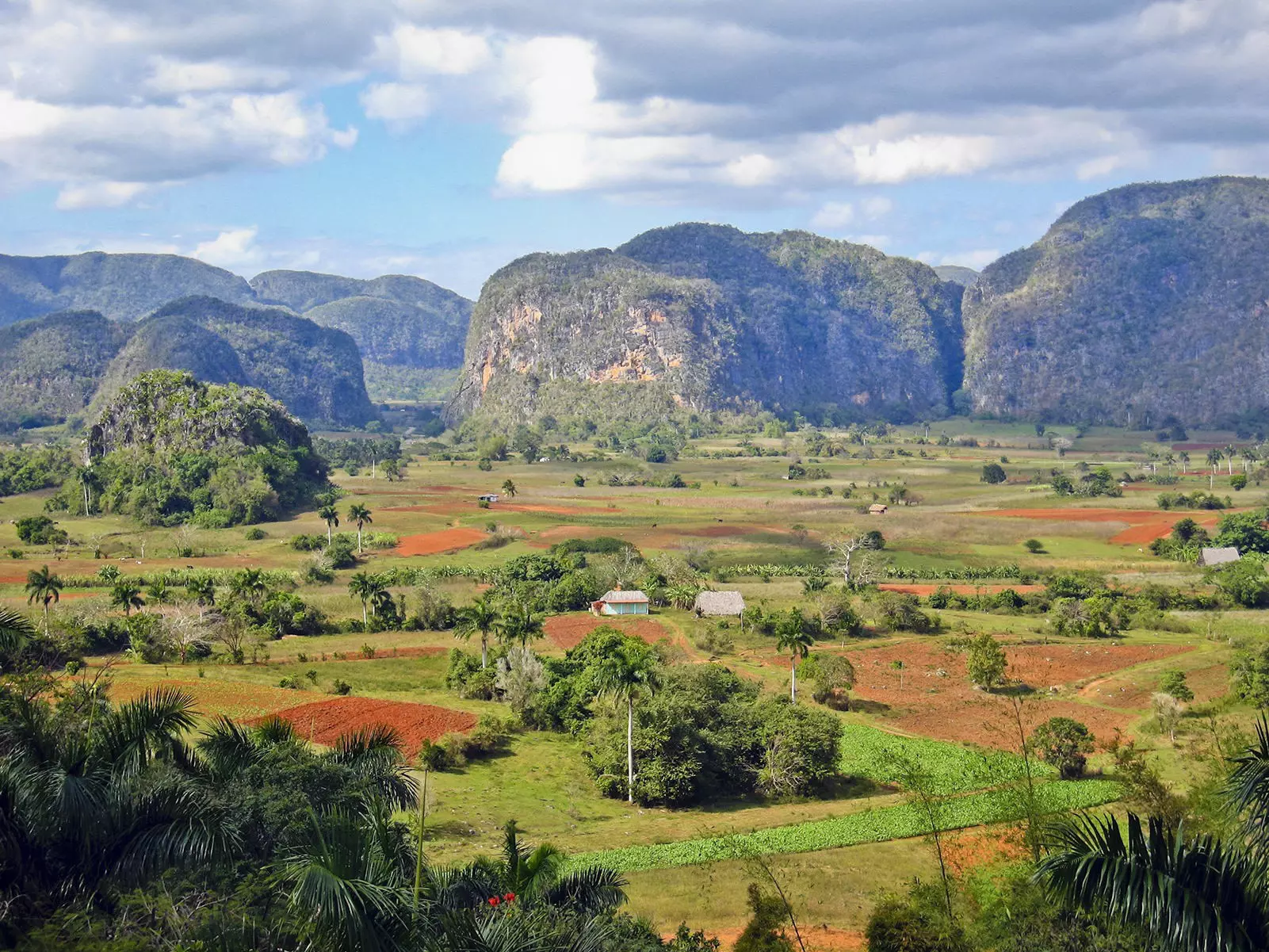 Limestone hills in the Valle de Viñales over tobacco farms, Cuba