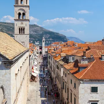 Aerial view of a street in Dubrovnik Old Town. 