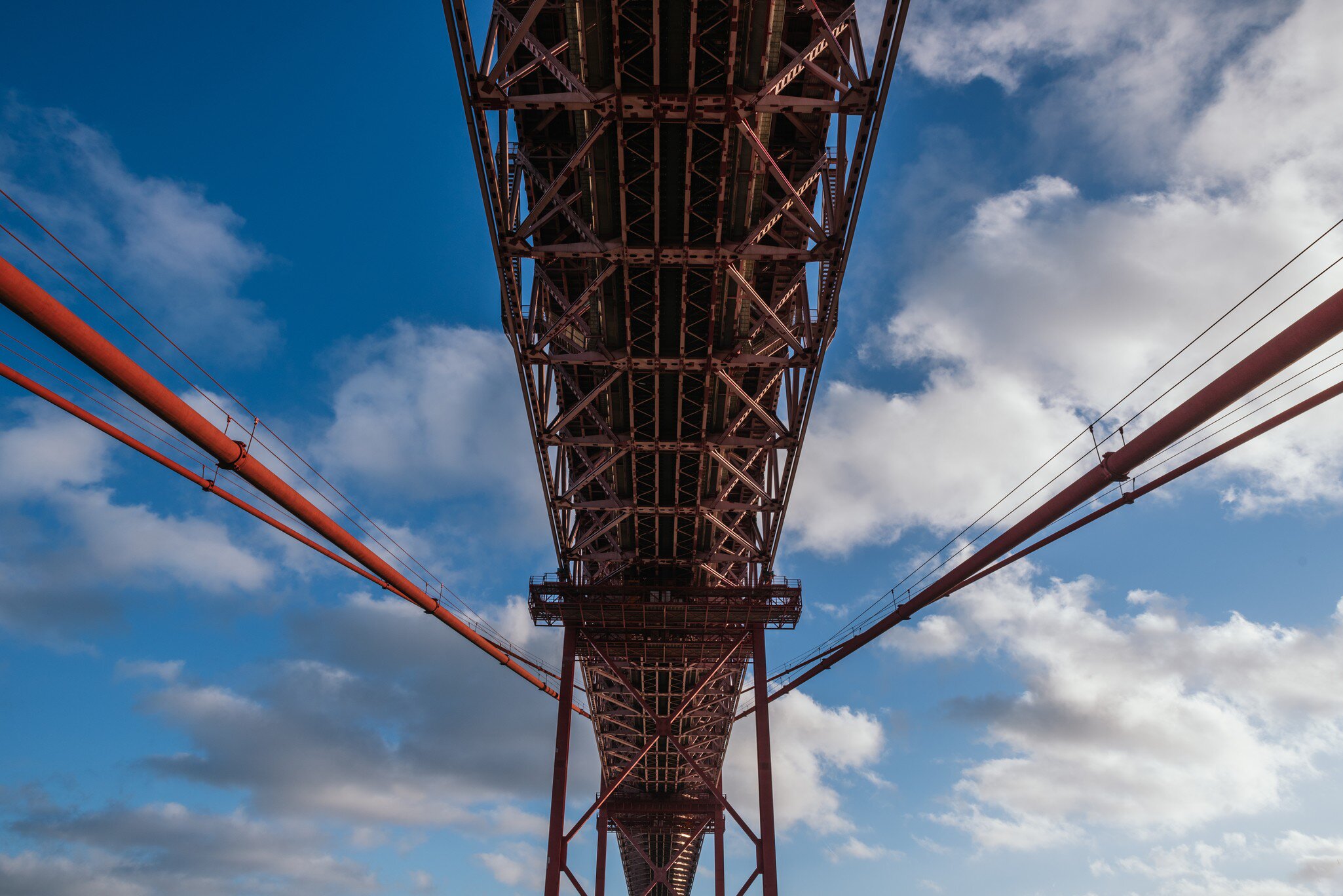 Detail view from under the 25 de Abril Bridge from the Pilar 7 Experience attraction in Lisbon  License Type: media  Download Time: 2021-11-22T08:12:59.000Z  User:   Is Editorial: No  purchase_order: