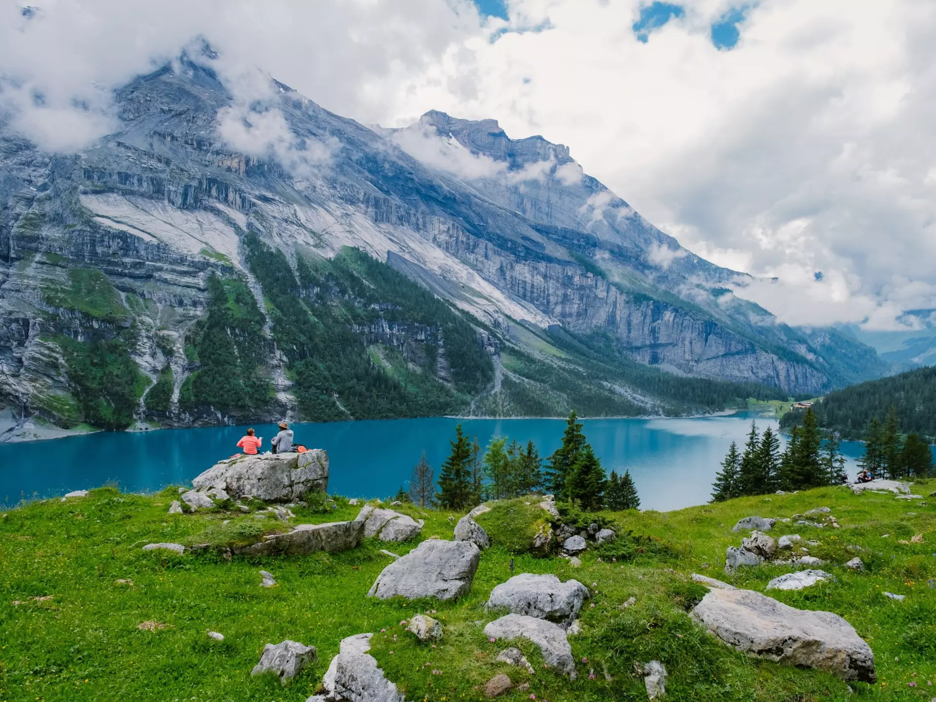 A peaceful moment at Oeschinensee Lake in Bernese Oberland.  fokke baarssen/Shutterstock