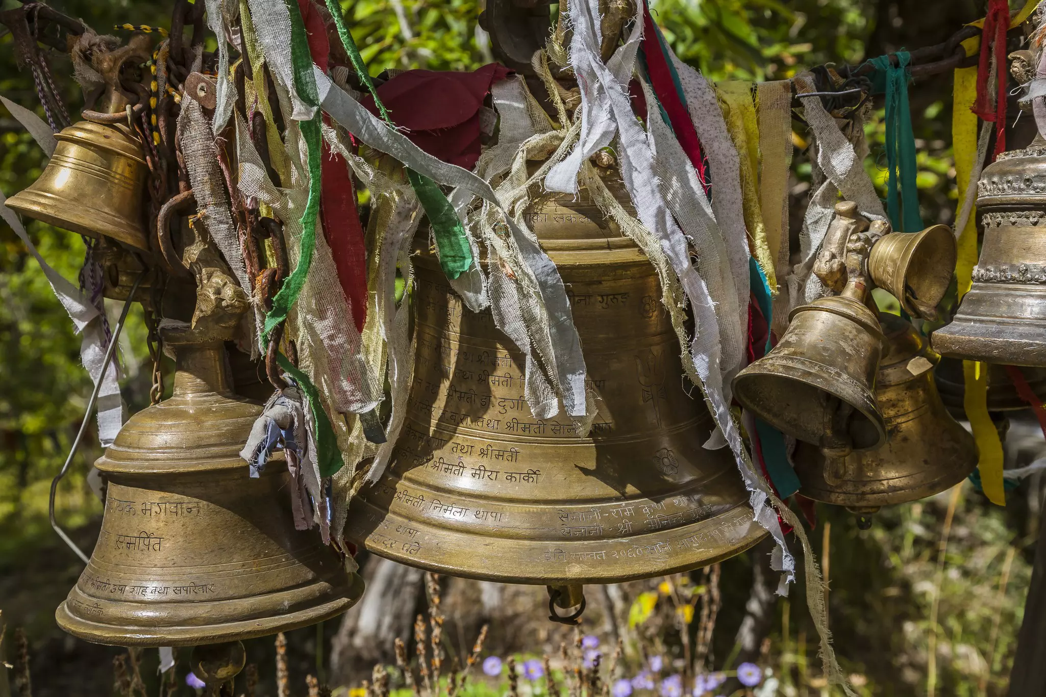 Hindu temple, Muktinath Mandir, surrounded by high Himalayan mountains, Annapurna Circuit Trek,