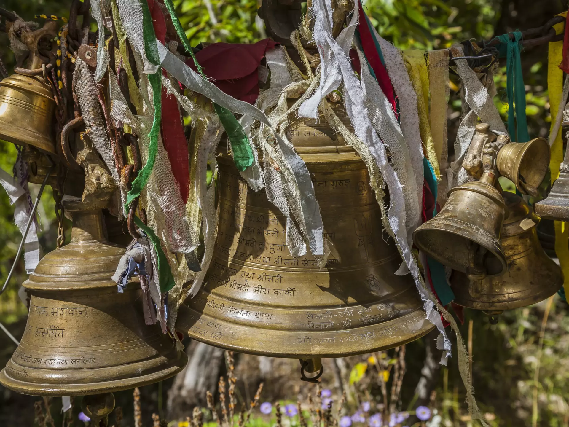 Hindu temple, Muktinath Mandir, surrounded by high Himalayan mountains, Annapurna Circuit Trek,