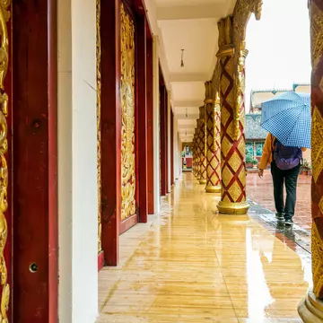 Beautiful buildings in ancient temples in Xishuangbanna, Yunnan, China.