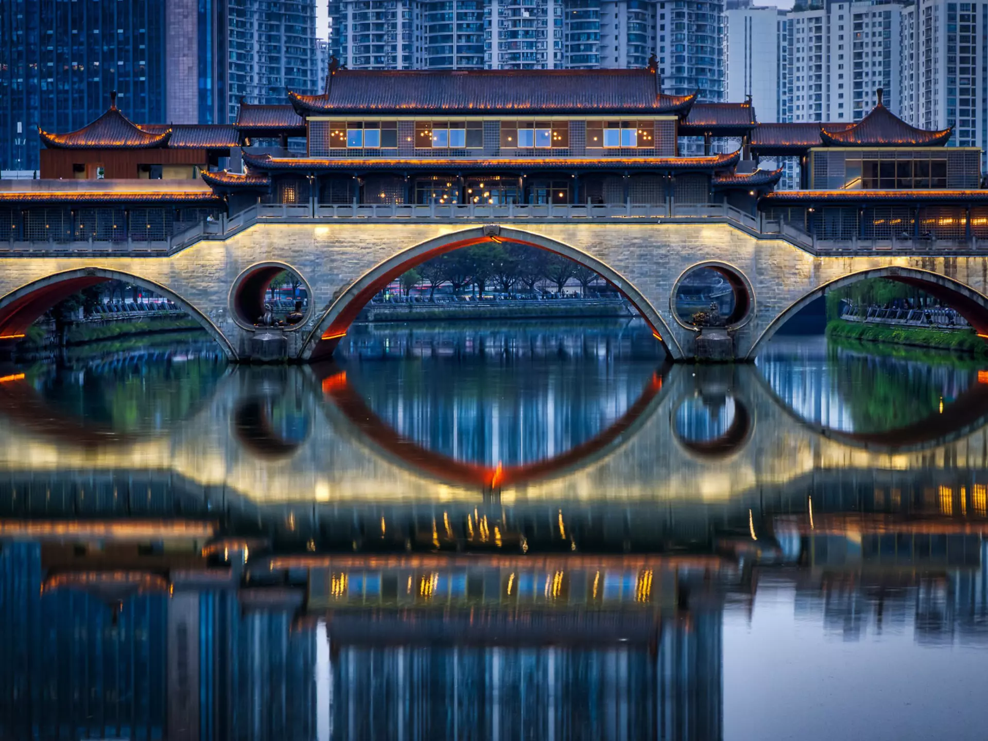 Chengdu's Anshun Bridge was mentioned by Marco Polo in his 13th century writings about China. Nick Wonnell / Shutterstock