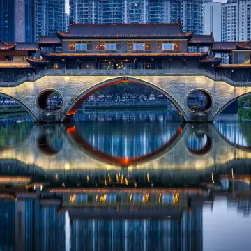 Chengdu's Anshun Bridge was mentioned by Marco Polo in his 13th century writings about China. Nick Wonnell / Shutterstock