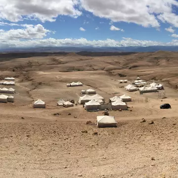 Desert glamping site in the Agafay Desert, Morocco. Steven Kenworthy/Shutterstock