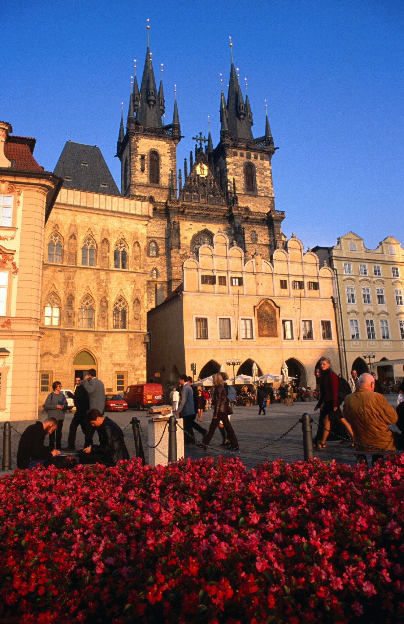 The 15th century Church of the Lady Before Tyn on Old Town Square in Prague, Czechia (Czech Republic). 