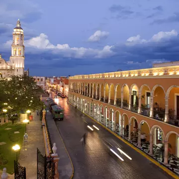 Mexico, Campeche State, Campeche City, historical center listed as World Heritage by UNESCO , the Zocalo, the cathedral and the library