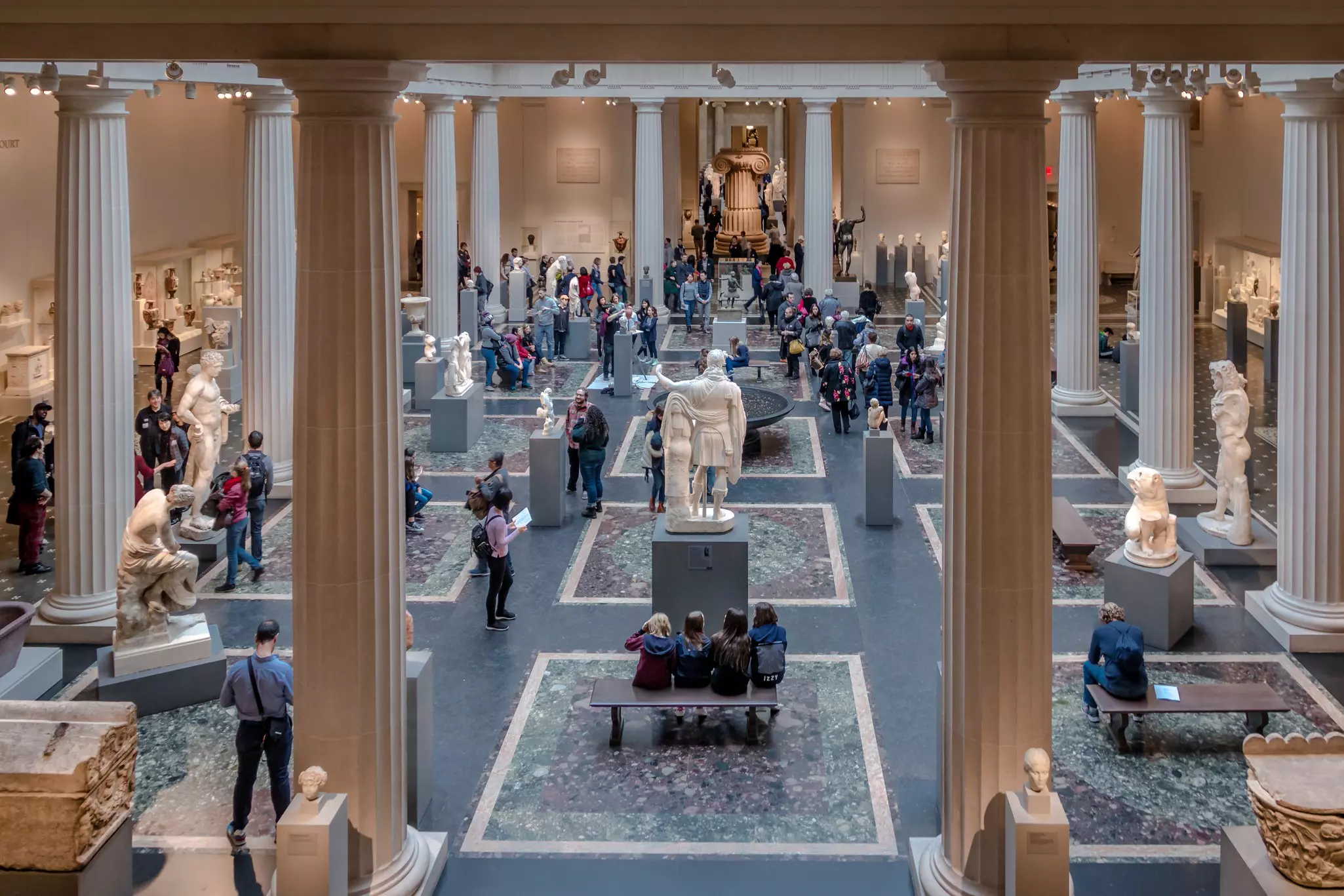 Classical sculptures inside the Metropolitan Museum of Art, New York City, USA.