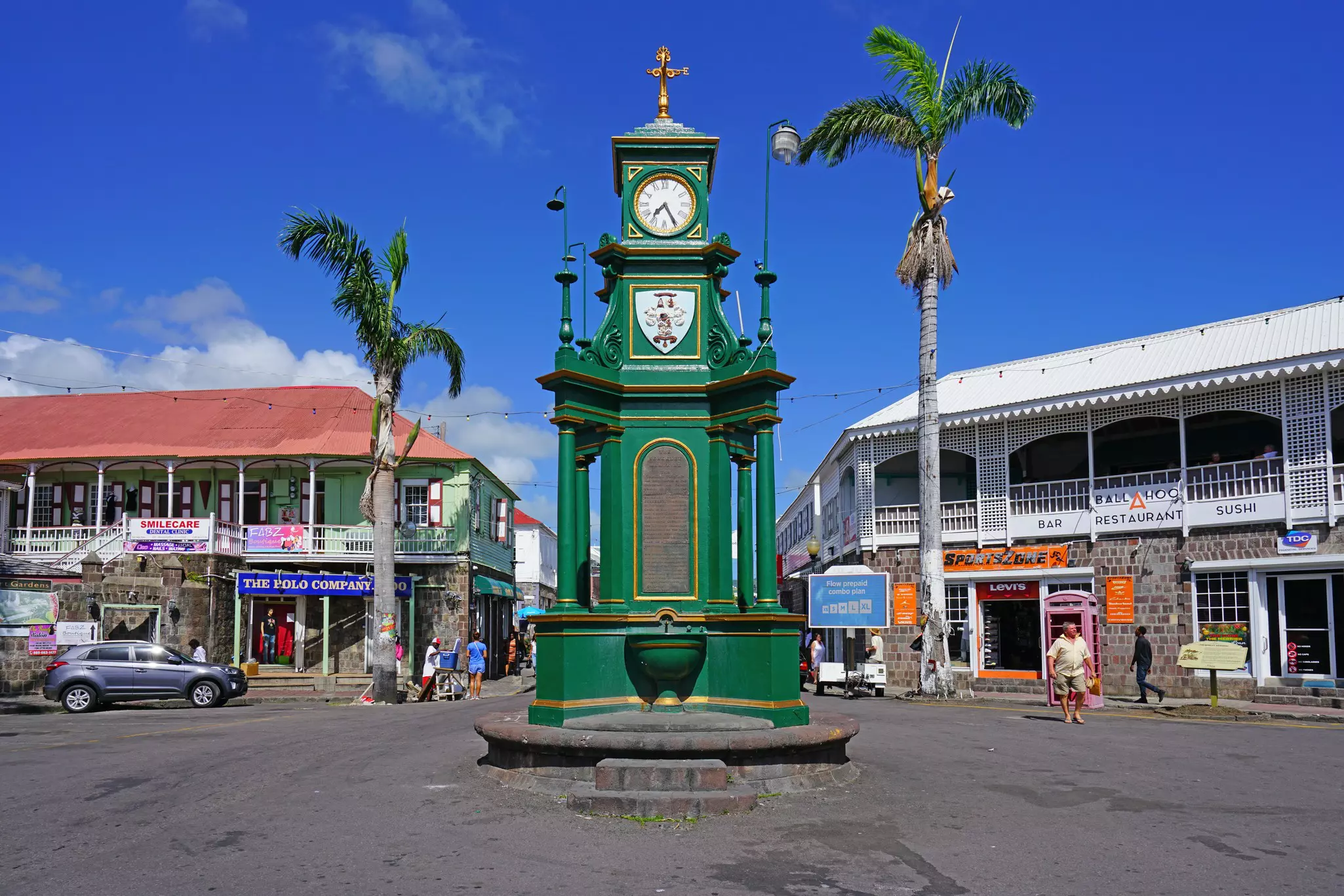 The Berkeley Memorial Clock in Basseterre's Circus. EQRoy/Shutterstock