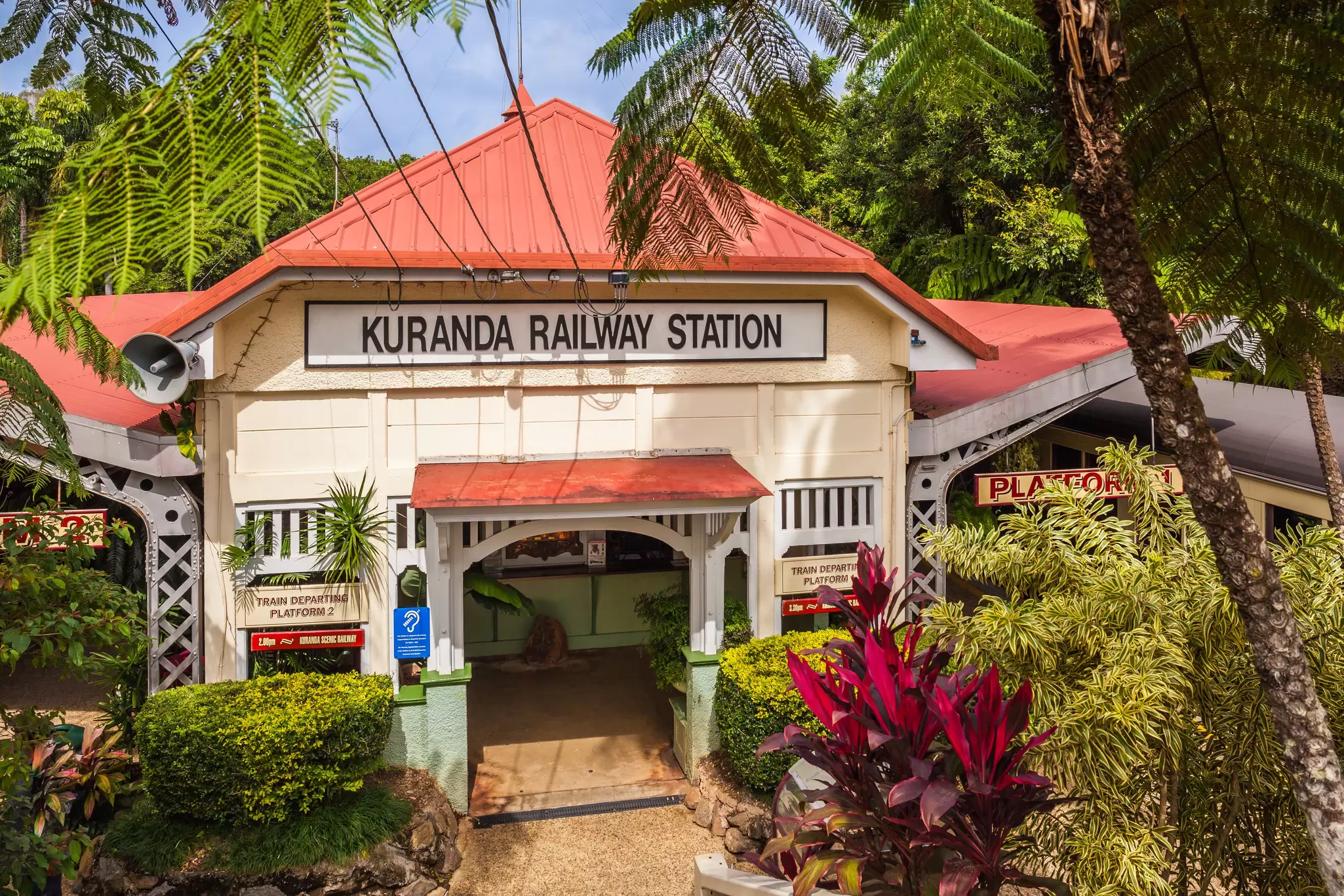 View of the railway station of Kuranda in Queensland, Australia.