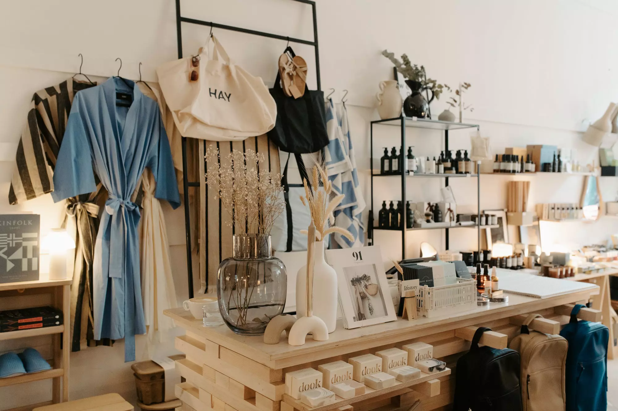 The interior of Lifestory shop in Edinburgh selling clothes and homewares 