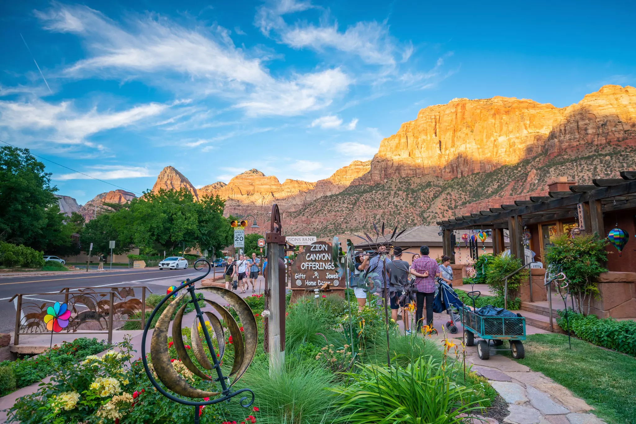 Springdale, Utah, USA - JULY 8, 2016: A small local town near the Zion National Park entrance  License Type: media  Download Time: 2023-10-04T06:49:29.000Z  User: aomi.ito_lonelyplanet  Is Editorial: Yes  purchase_order:   