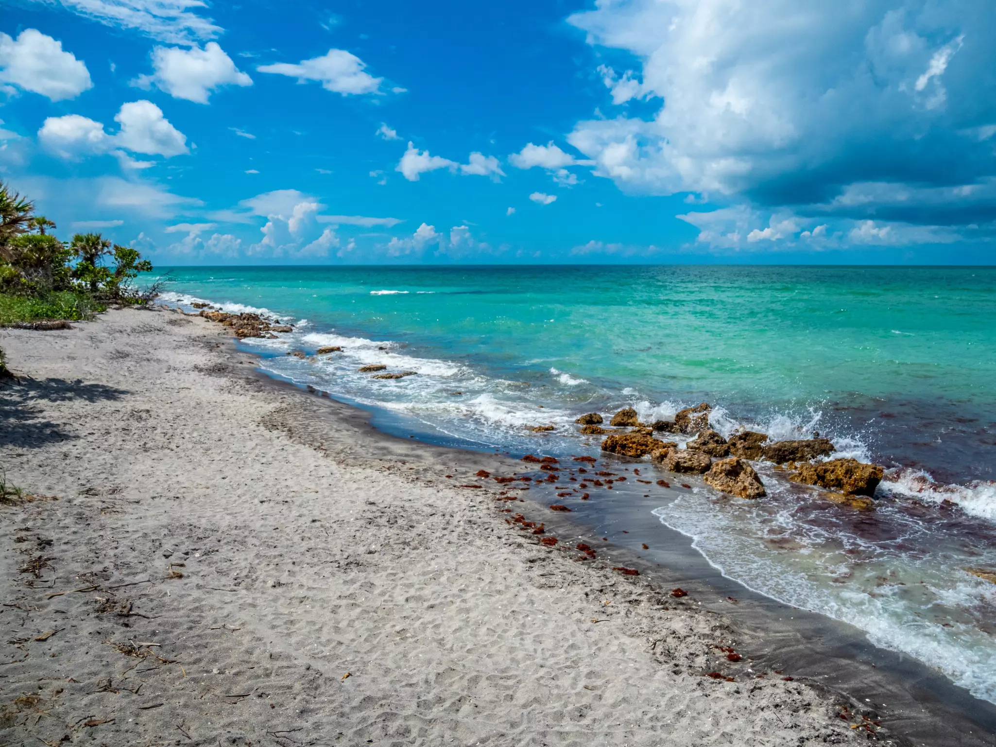Sunny summer day at Caspersen Beach on the Gulf of Mexico in Venice Florida in the United States