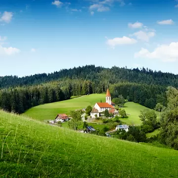 The church and hamlet of Sankt Roman near Wolfach in the Black Forest, Germany.