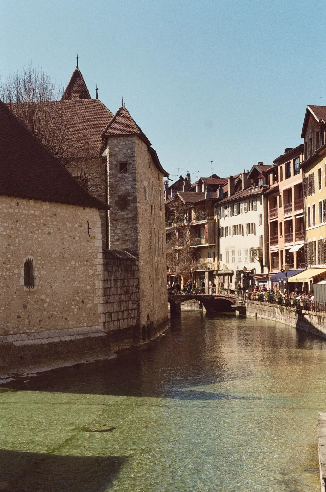 A canal running through an old town center