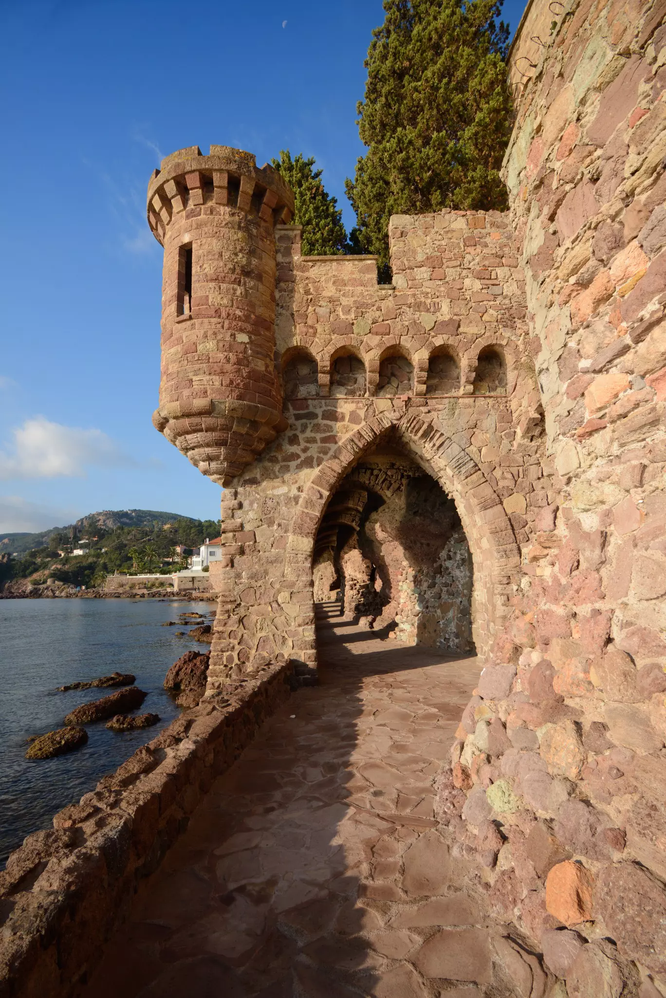 A gateway in a tower in a coastal fortress.