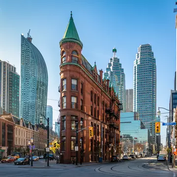 Exterior of the Gooderham or Flatiron Building in downtown Toronto