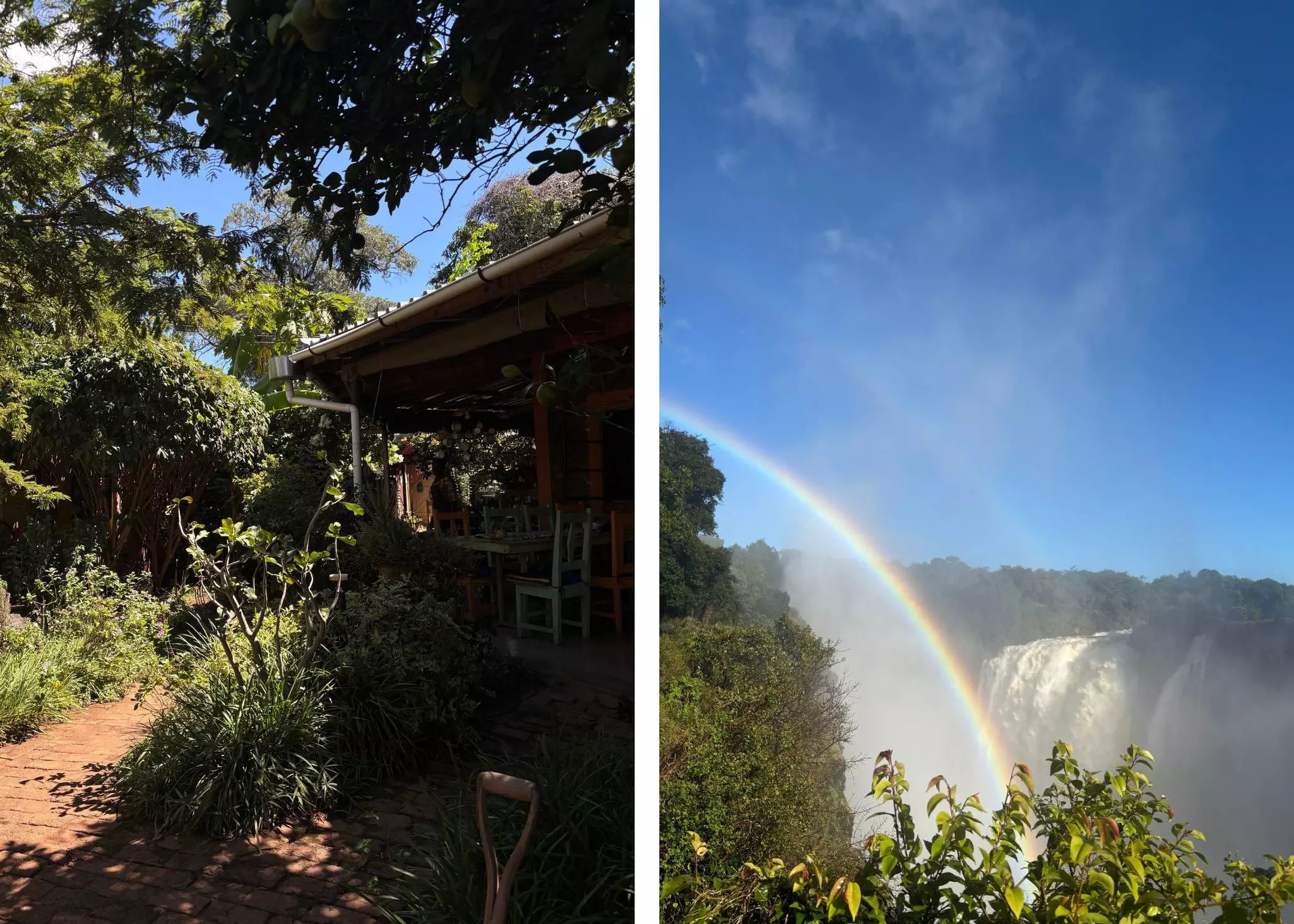 A diptych of scenes from Victoria Falls in Zimbabwe by Chamidae Ford.