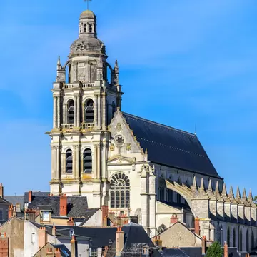 Exterior of the Roman Catholic Cathedral of St. Louis in Blois, Loire Valley, France.