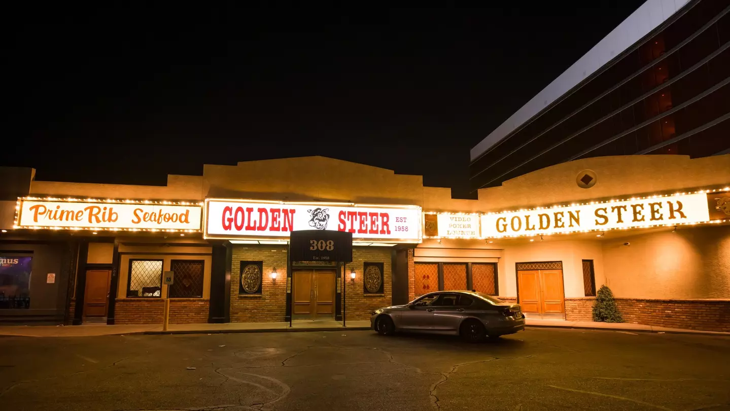 Golden Steer Steakhouse, the oldest steak house in the city established in 1958. Located on W Sahara Avenue at the north end of the Las Vegas Strip.