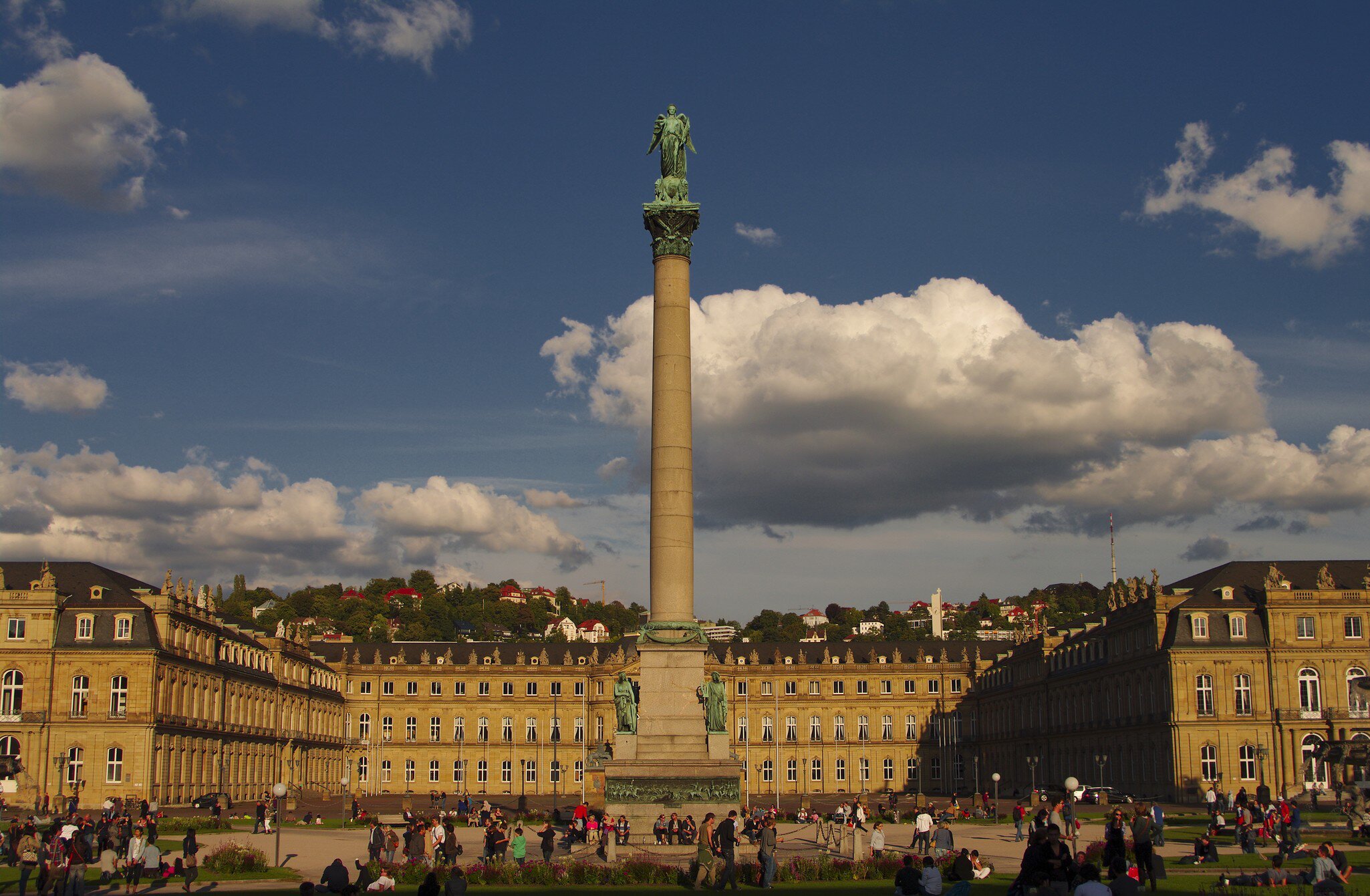 Wide view of the Castle Square in Stuttgart, Germany.