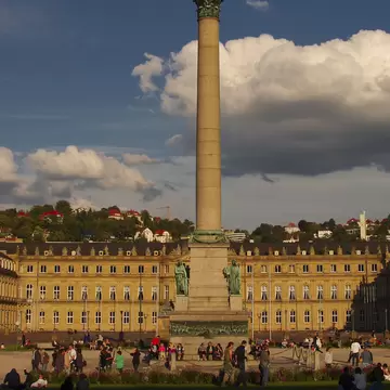 Wide view of the Castle Square in Stuttgart, Germany.
