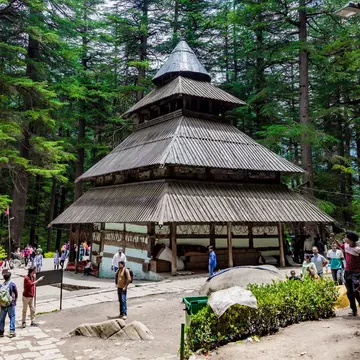 Wooden structure of Hidimba Devi Temple in Manali, Himachal Pradesh, India. 