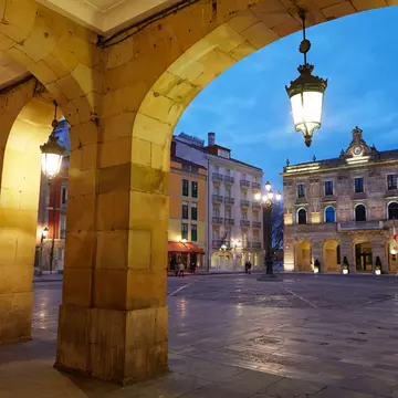 Main Square and Town Hall, Plaza Mayor, Gijon, Asturias, Spain