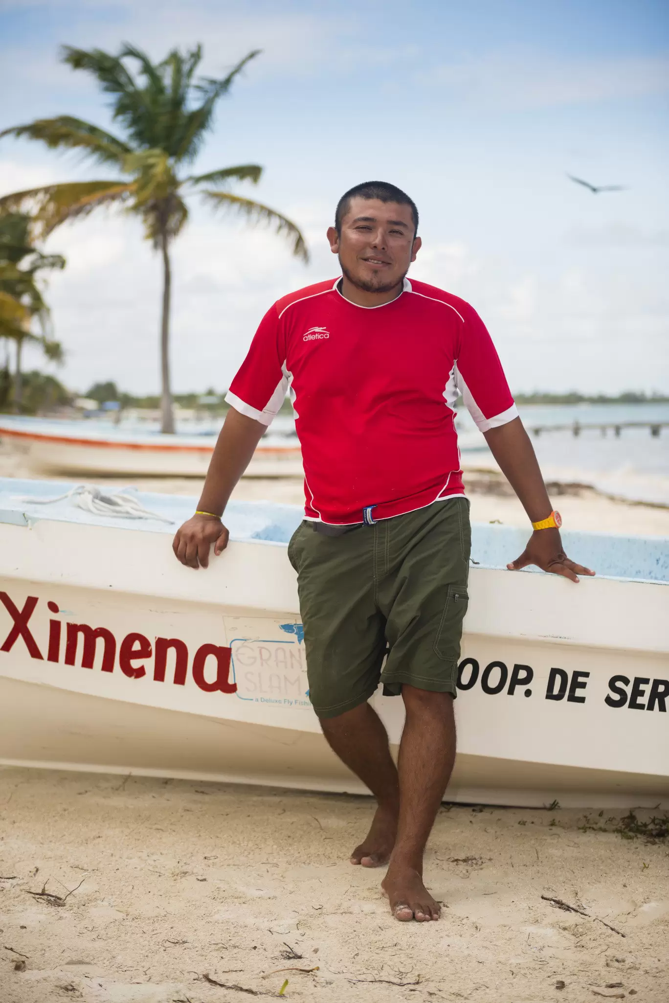 Fisherman on Punta Allen beach in Mexico