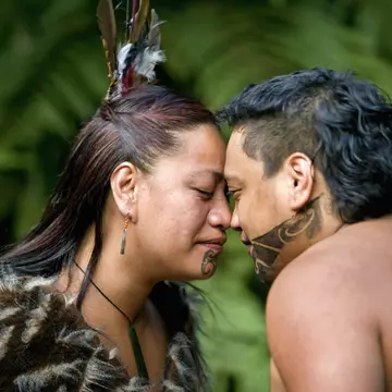 The greeting known as the hongi is just one tradition you'll discover on a Māori tour of New Zealand. Frans Lemmens/Getty Images