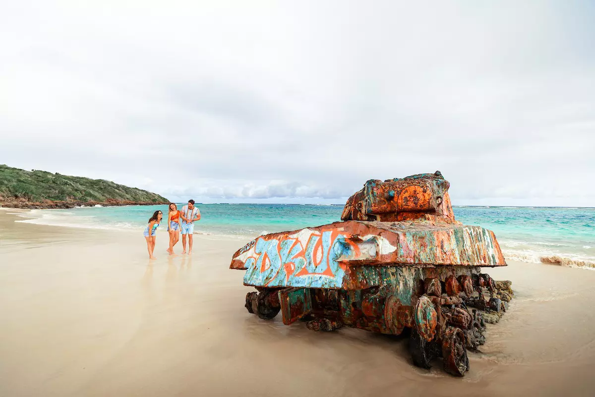 Walk down to the far end of Flamenco Beach and you’ll find brightly graffitied military tanks that harken back to the naval occupation of Culebra © Courtesy of Discover Puerto Rico
