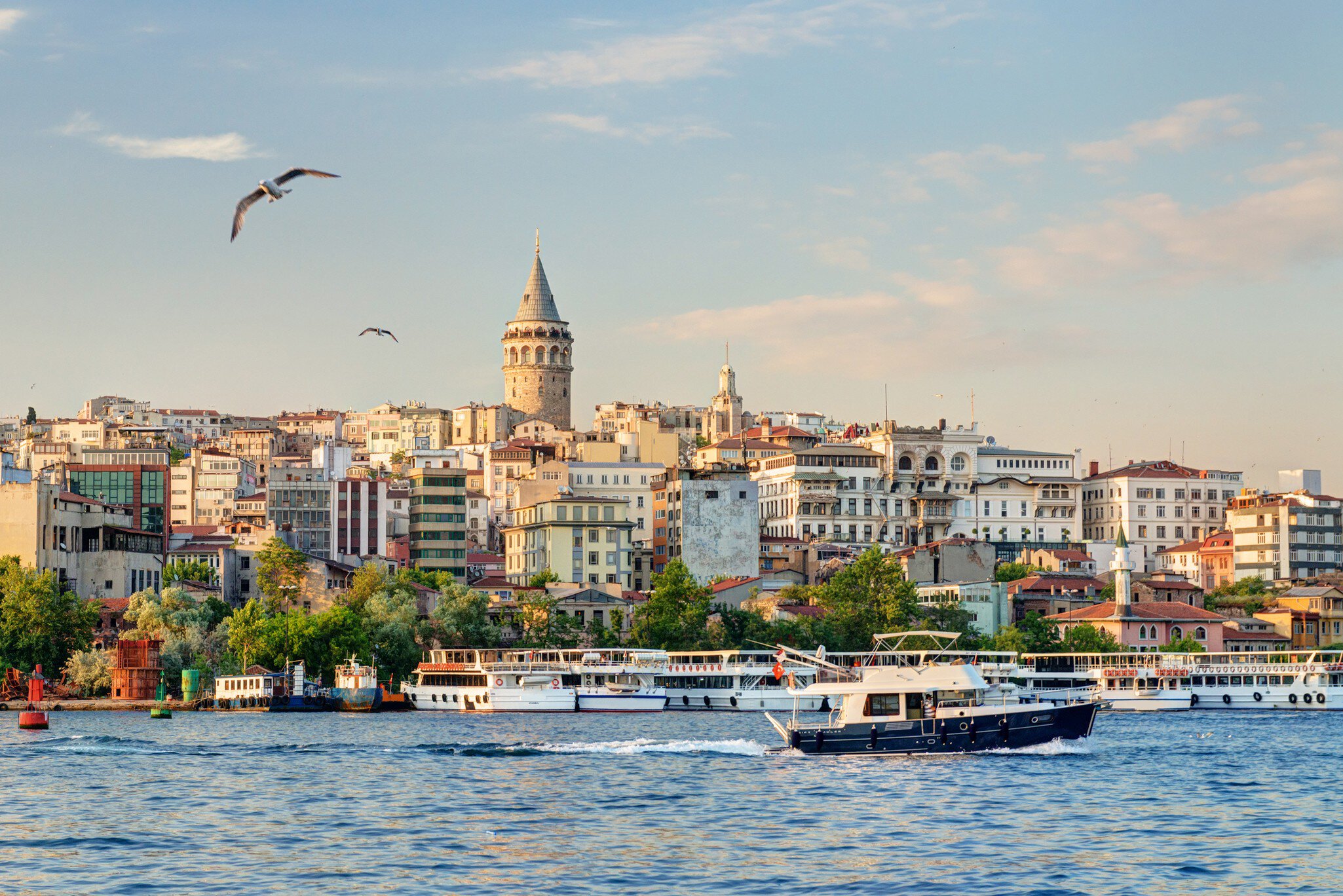 Istanbul at sunset, Turkey. Panorama of old houses and famous Galata Tower in Istanbul town. Scenery of Istanbul with Golden Horn and seagulls. Nice view of Beyoglu, historical area of Istanbul city., License Type: media, Download Time: 2025-01-29T18:09:38.000Z, User: katelyn.perry_lonelyplanet, Editorial: false, purchase_order: 65050 - Digital Destinations and Articles, job: Lonely Planet WiP, client: Lonely Planet WiP, other: KP
