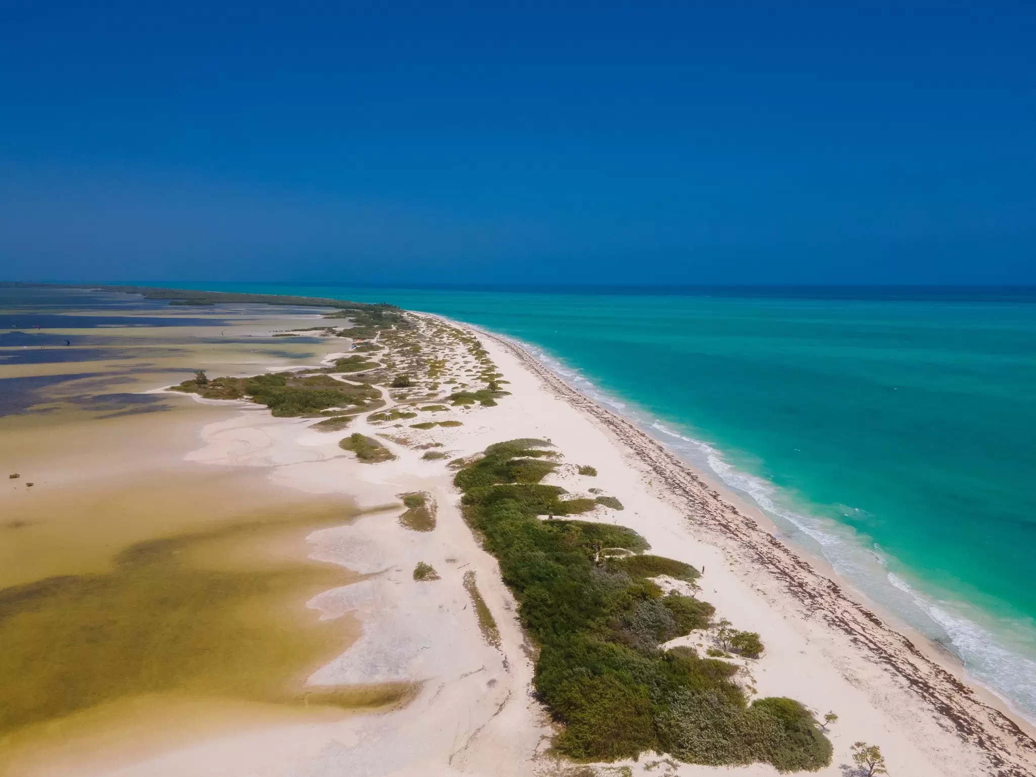 Aerial view of Isla Blanca near Cancun in Mexico. 