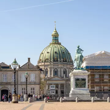 The dome of Marmorkirken (Frederiks Kirke) in Copenhagen, Denmark. 