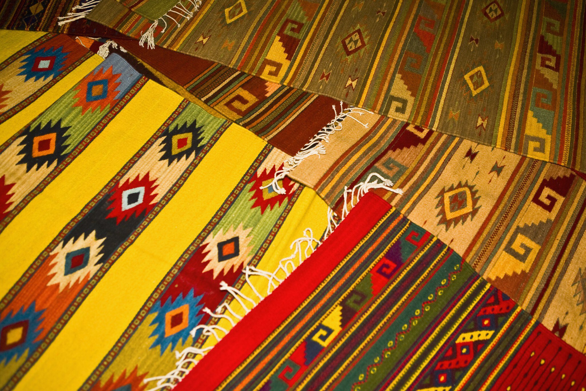 High angle view of carpets, Teotitlan Del Valle, Oaxaca State, Mexico