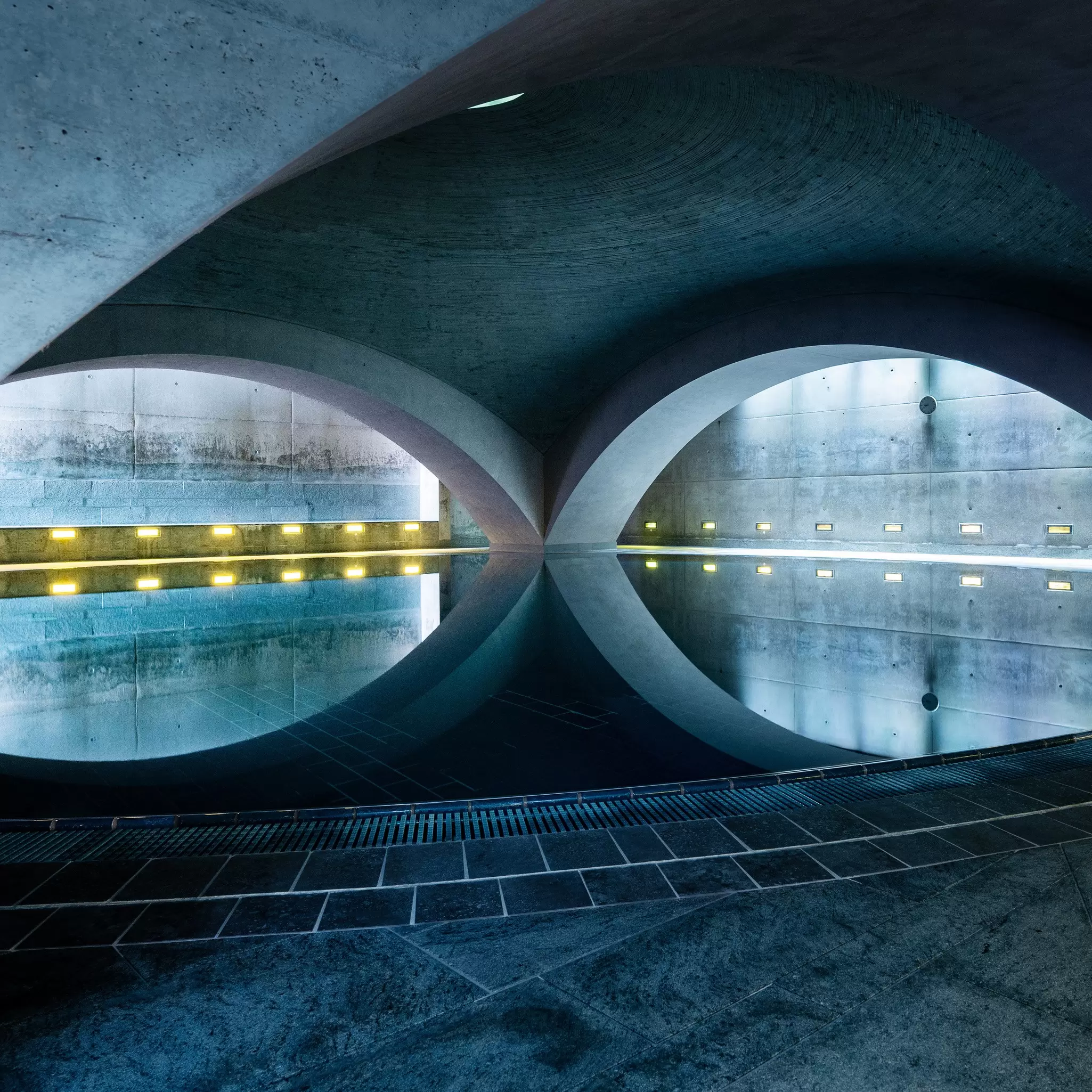 Interior of Liquidrom pool in Berln, Germany.