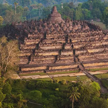 Aerial view of Borobudur temple at sunrise, Yogyakarta. Java, Indonesia, License Type: media, Download Time: 2025-02-06T21:38:17.000Z, User: katelyn.perry_lonelyplanet, Editorial: false, purchase_order: 65050 - Digital Destinations and Articles, job: wip, client: wip, other: Katelyn Perry
