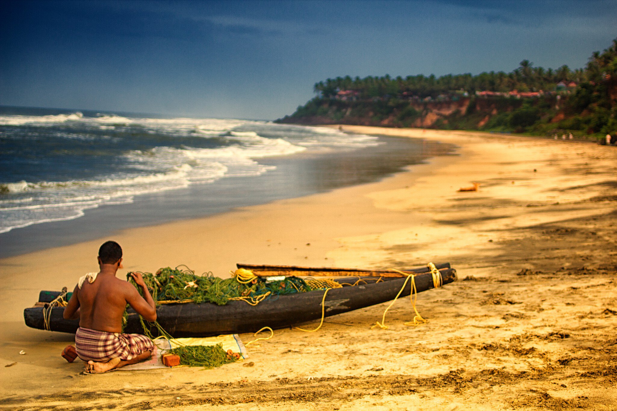 Fisherman preparing boat