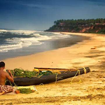 Fisherman preparing boat
