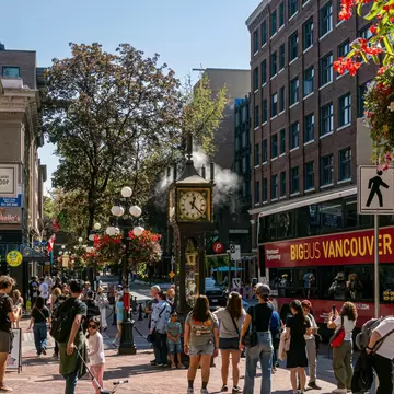 Famous steam-powered clock at Gastown of downtown Vancouver, Canada.