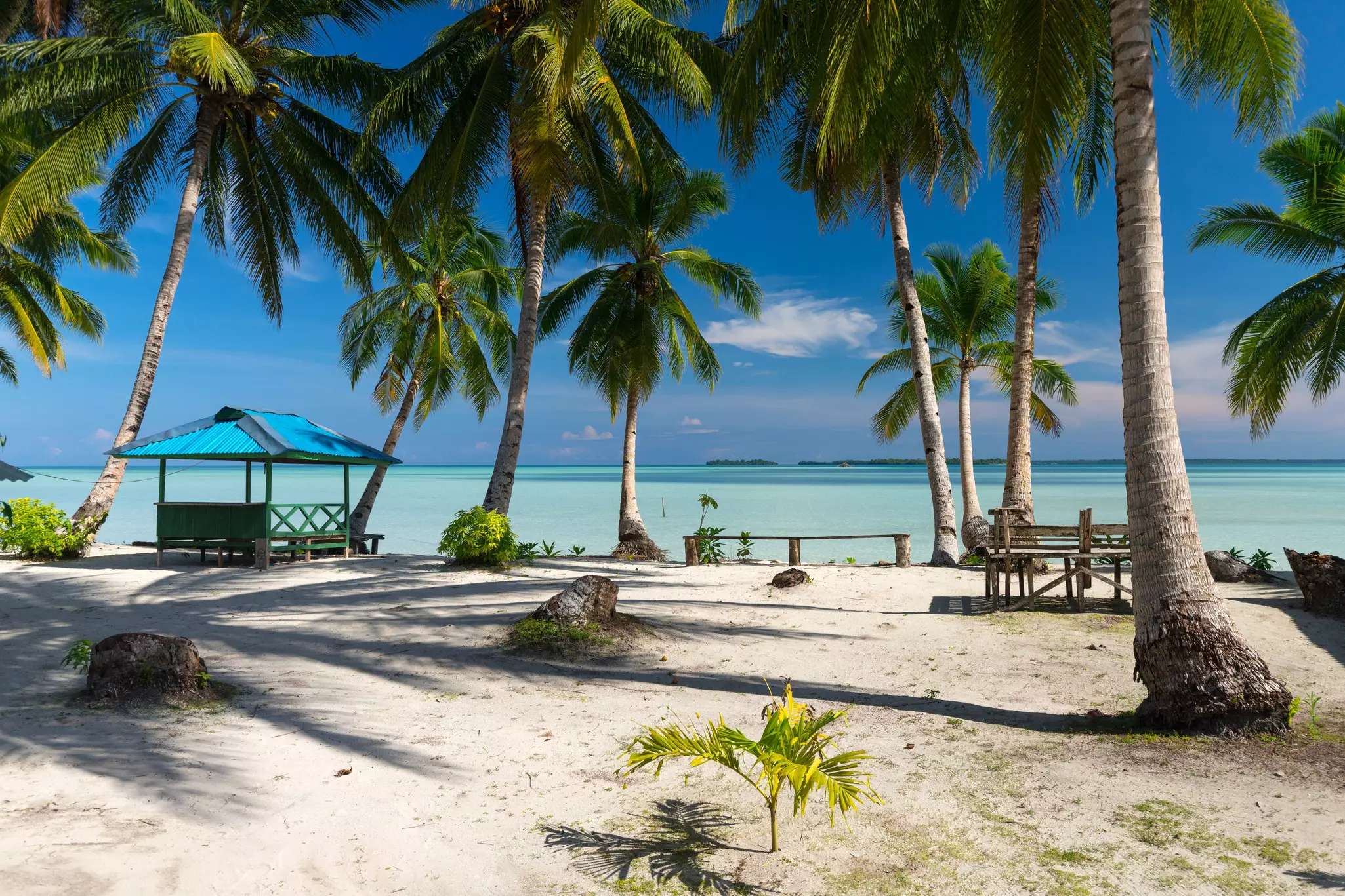 An idyllic deserted tropical beach at Ohoidertawun, Kei Kecil island, Maluku, Indonesia.