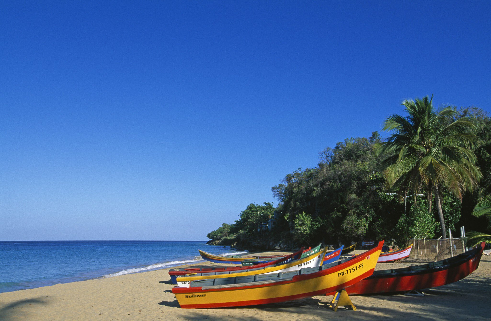 Fishing boats on Crash Boat Beach, Aguadilla, Puerto Rico, Caribbean