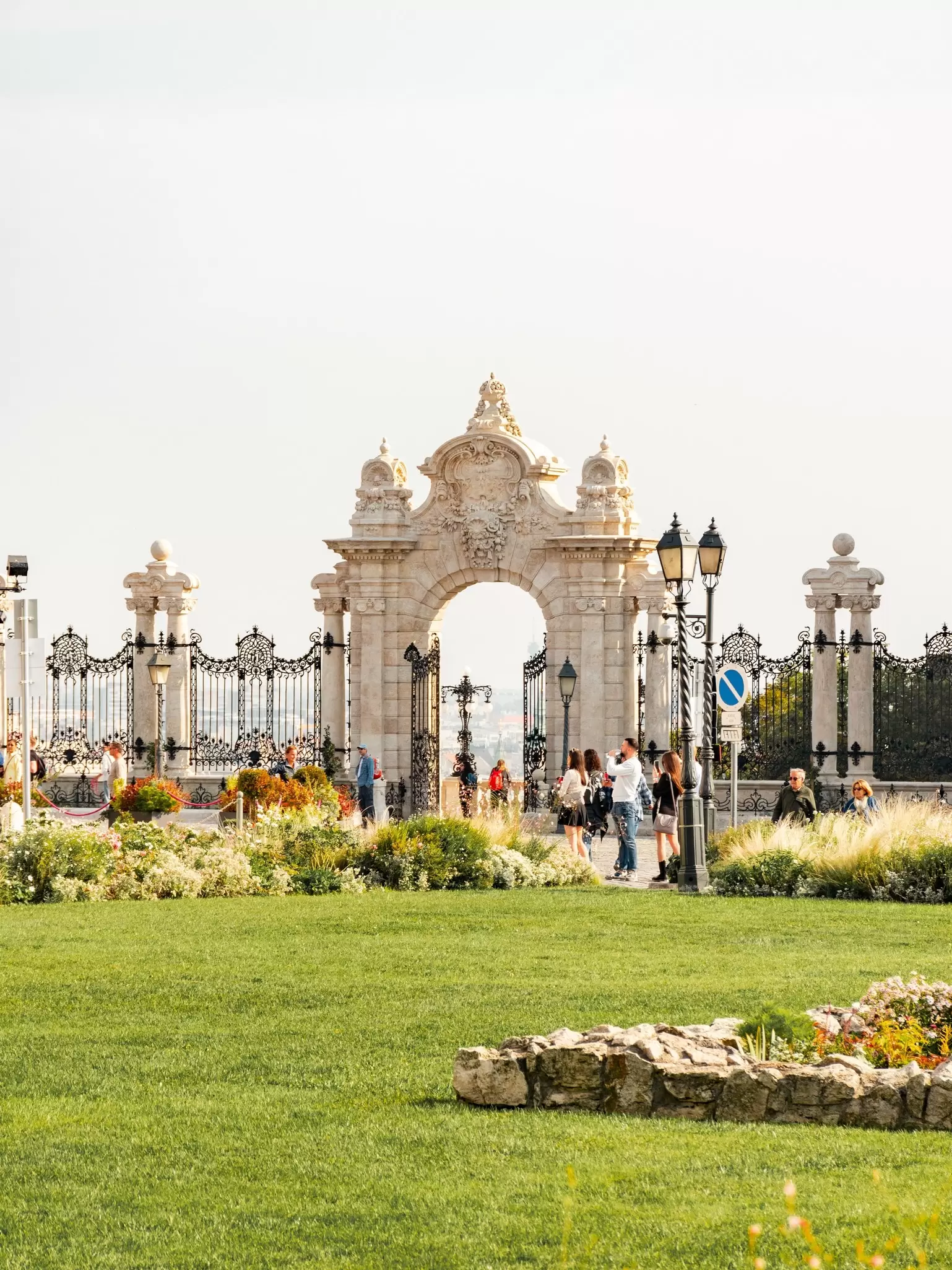 View of the Habsburg Gate at the Royal Palace complex (also known as Buda Castle) in Budapest, Hungary.