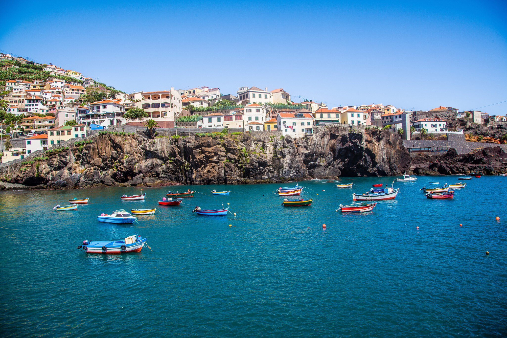 Madeira Island, Camara de Lobos, harbor views - stock photo