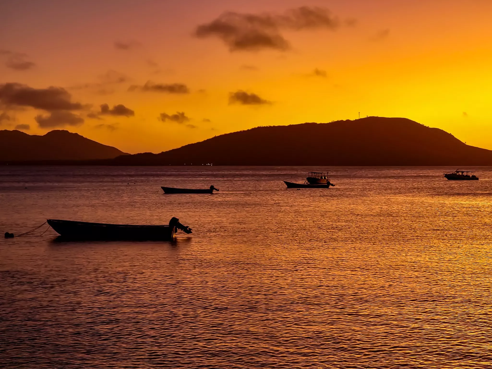 Sunset on an island in Fiji. 